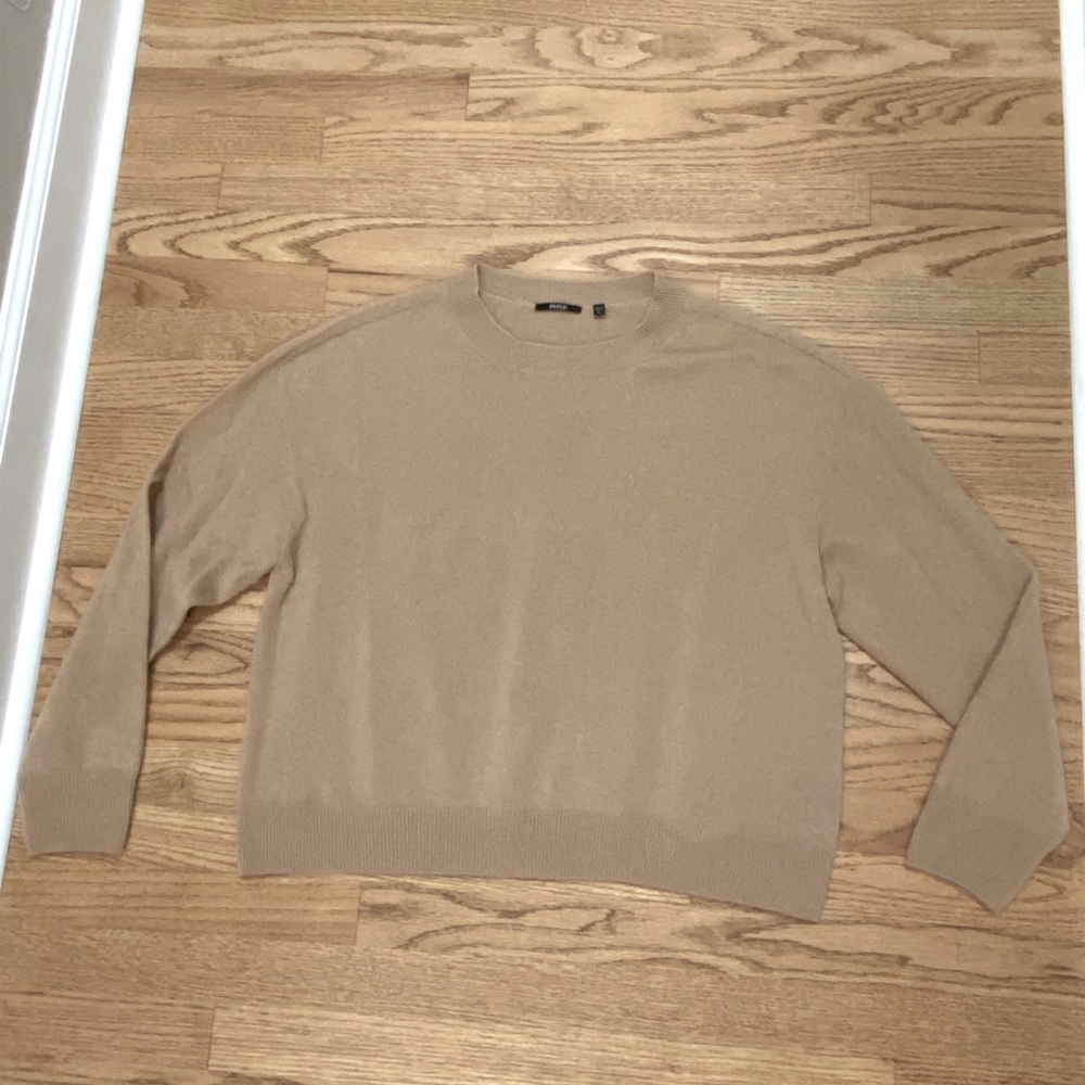 100% cashmere sweater women’s tan boxy sweater crewneck